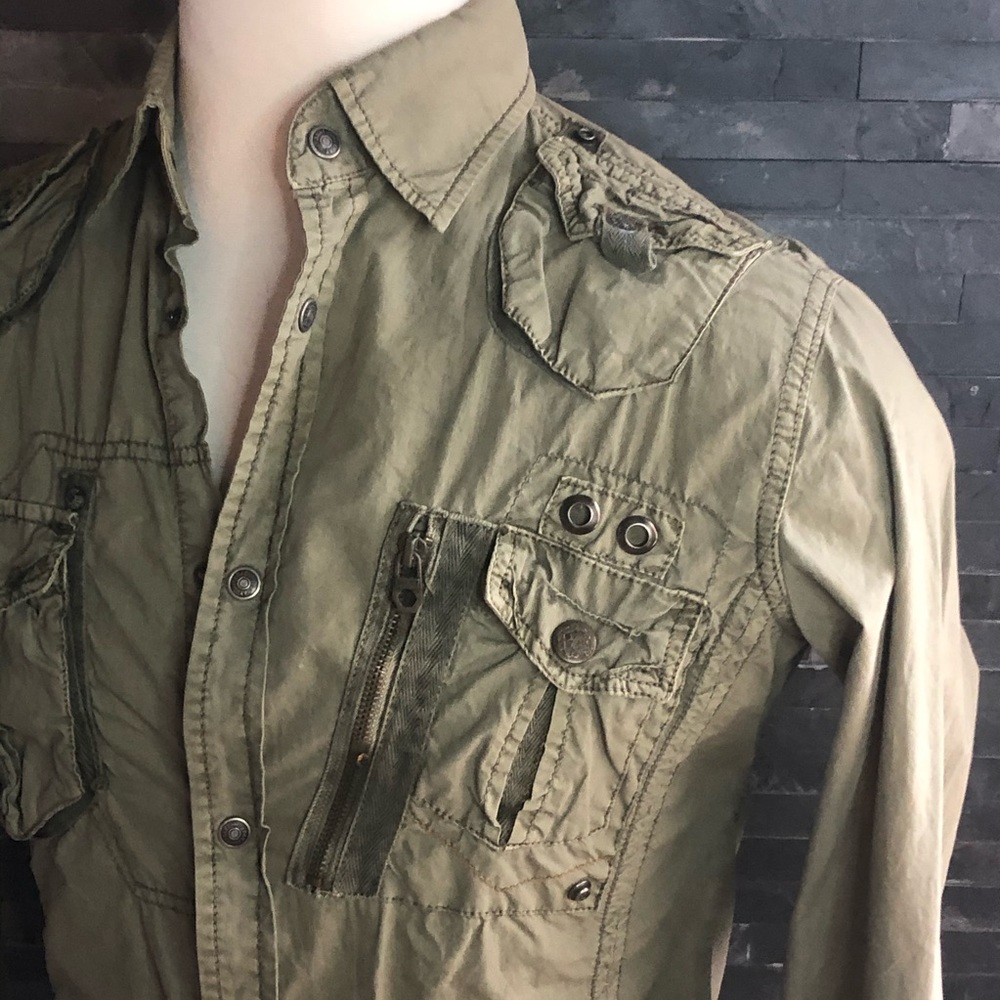 X-Ray *RARE* utilitarian Green safari shirt MED